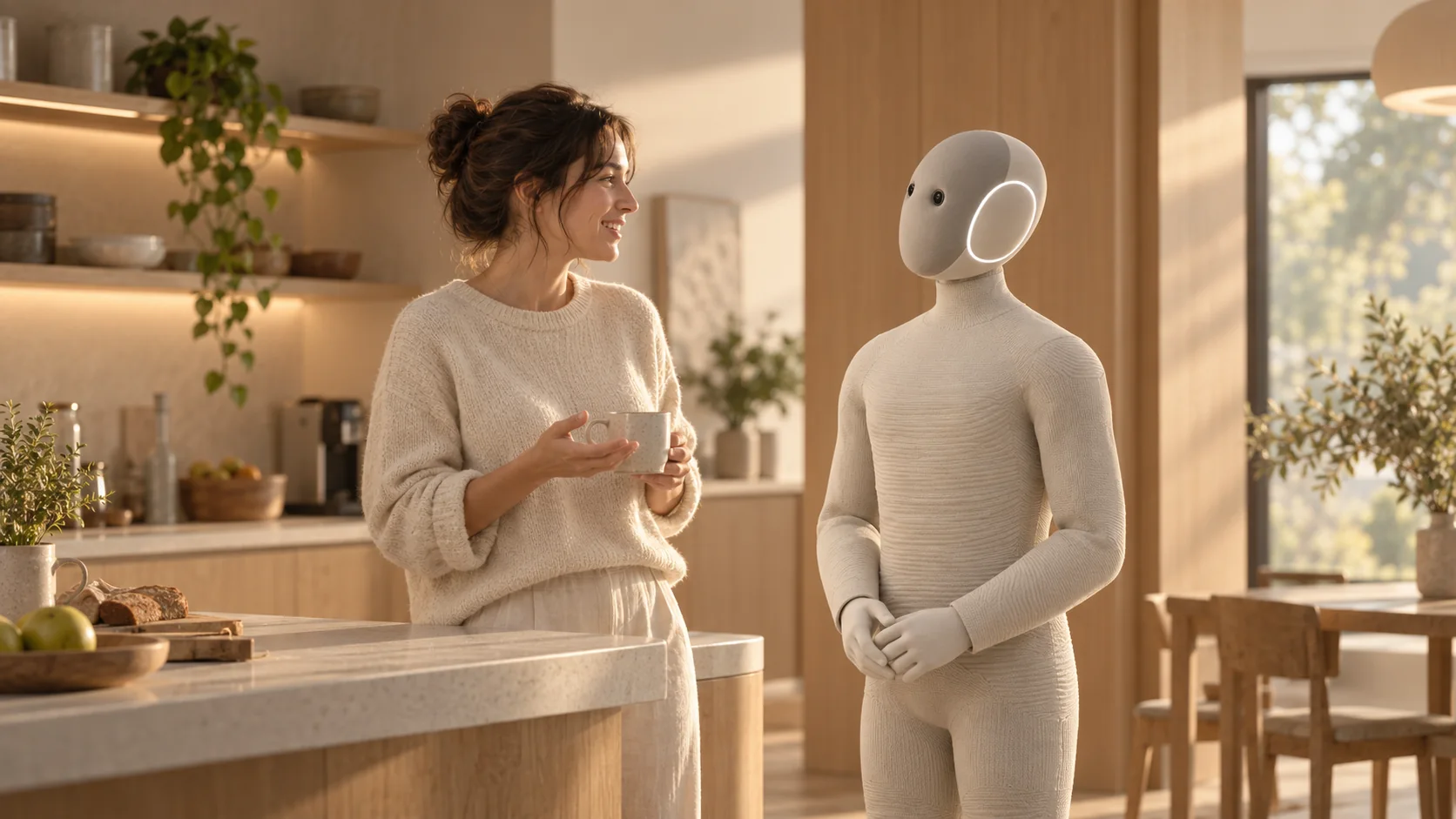 NEO X1 human-like interaction in home kitchen